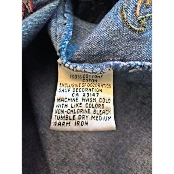 TALBOTS  EMBROIDERED FLOWERS FRONT JEAN JACKET WOMEN SIZE MEDIUM - Picture 6 of 9